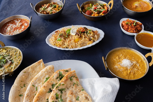 Assorted freashly made Indian food ready to be served photo