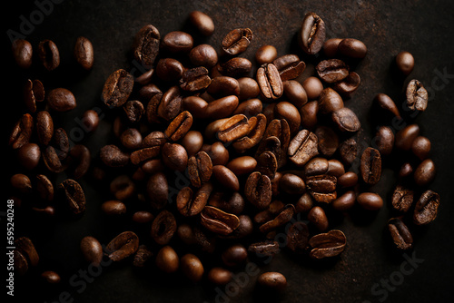 Coffee beans top view background