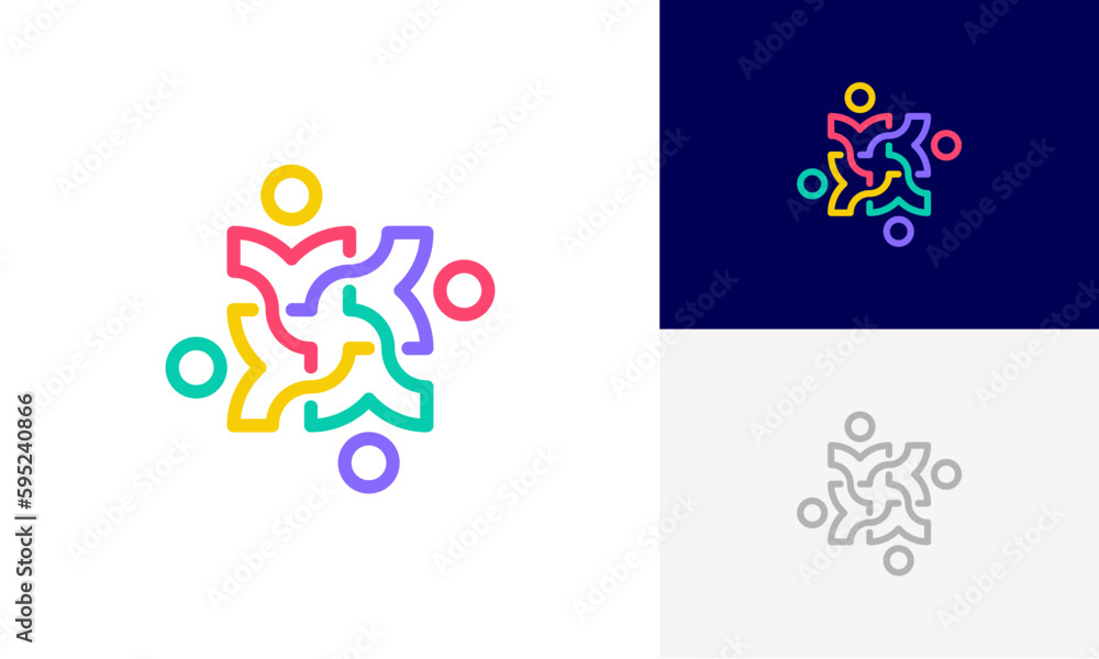 Fototapeta premium Community people, social community, human family logo abstract design vector 