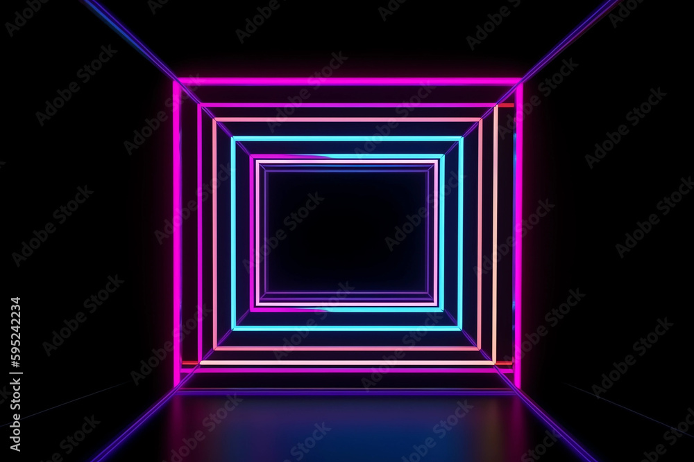 3d rendering, rounded square pink blue neon lines, glowing in the dark. Abstract minimalist geometric background. Ultraviolet spectrum. Cyber space. Futuristic wallpaper 3d rendering, rounded square pink blue neon lines, glowing in the dark. Abstract minimalist geometric background. Ultraviolet spectrum. Cyber space. Futuristic wallpaper