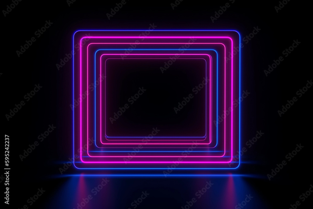 3d rendering, rounded square pink blue neon lines, glowing in the dark. Abstract minimalist geometric background. Ultraviolet spectrum. Cyber space. Futuristic wallpaper 3d rendering, rounded square pink blue neon lines, glowing in the dark. Abstract minimalist geometric background. Ultraviolet spectrum. Cyber space. Futuristic wallpaper