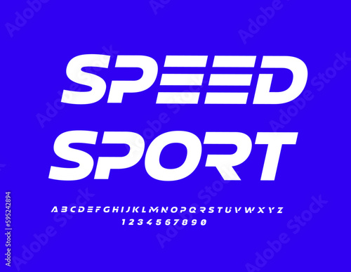 Vector bright Poster Speed Sport. Trendy artistic Font. Creative Alphabet Letters and Numbers set