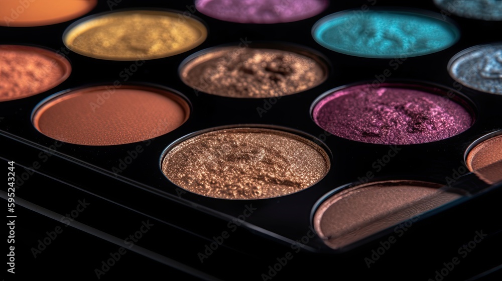 Close-up of the eyeshadow palette, makeup palette, generative ai Close-up of the eyeshadow palette, makeup palette, generative ai