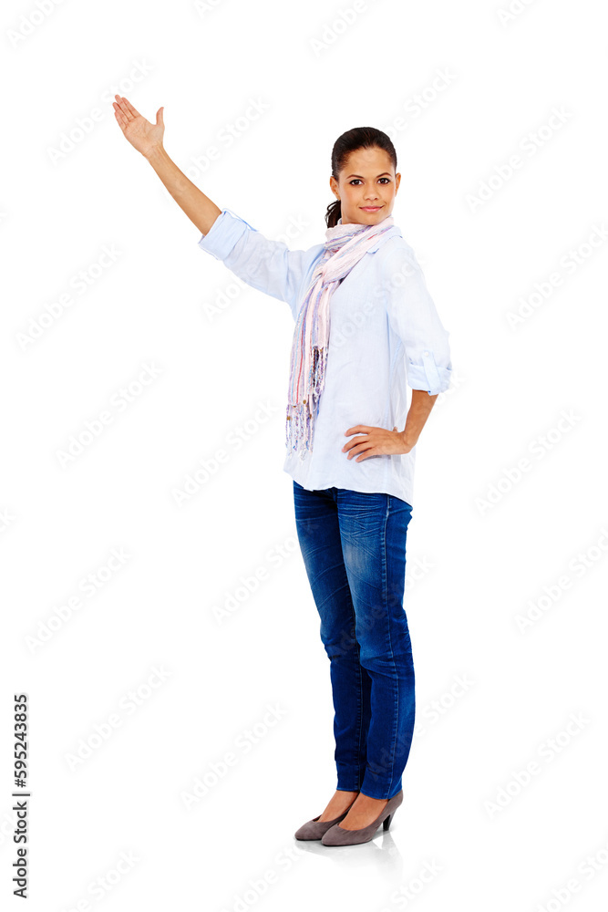Show, presentation and portrait of woman with hand on png, isolated and transparent background. Promotion, branding and female person with showing gesture for decision, advertising and information Show, presentation and portrait of woman with hand on png, isolated and transparent background. Promotion, branding and female person with showing gesture for decision, advertising and information