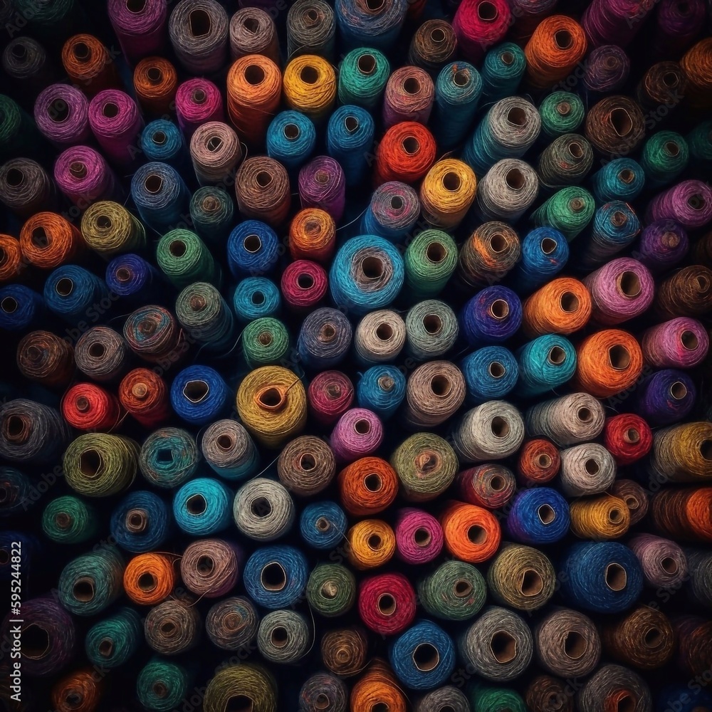 Spools of thread for sewing on a dark background. selective focus. Toned. Spools of thread for sewing on a dark background. selective focus. Toned.