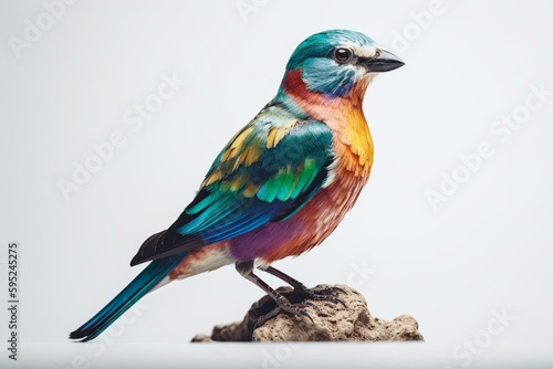Colorful avian on white background. Generative AI