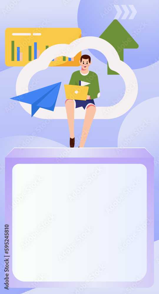 Fototapeta premium Holiday Shopping E-Commerce Online Shopping People Flat Vector Concept Operation Hand Drawn Illustration 