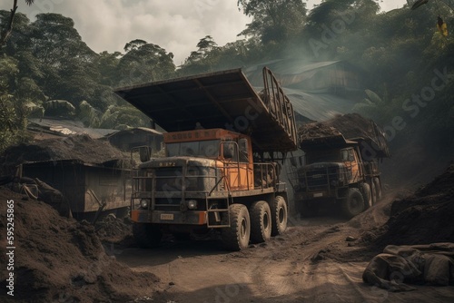 Coal mining in Sawahlunto. Generative AI photo