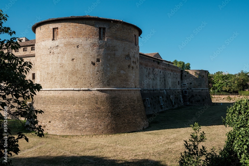 View of the ancient castle in downtown of Pesaro city