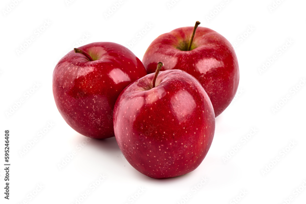 Shiny Red ripe apples, isolated on white background. High resolution image. Shiny Red ripe apples, isolated on white background. High resolution image.