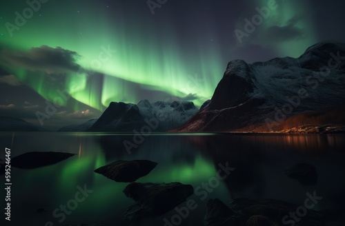 Northern Lights, beautiful and majestic. Generative AI © Chris