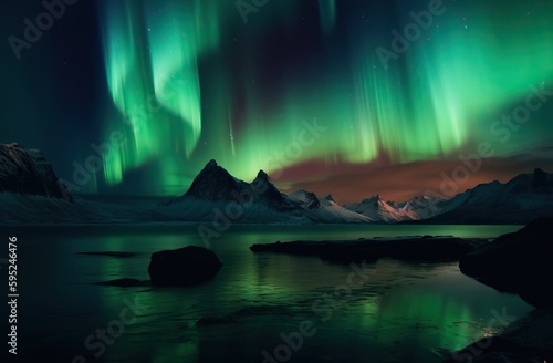 Northern Lights, beautiful and majestic. Generative AI © Chris