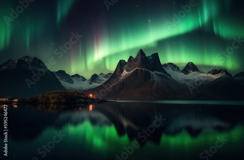 Northern Lights, beautiful and majestic. Generative AI © Chris