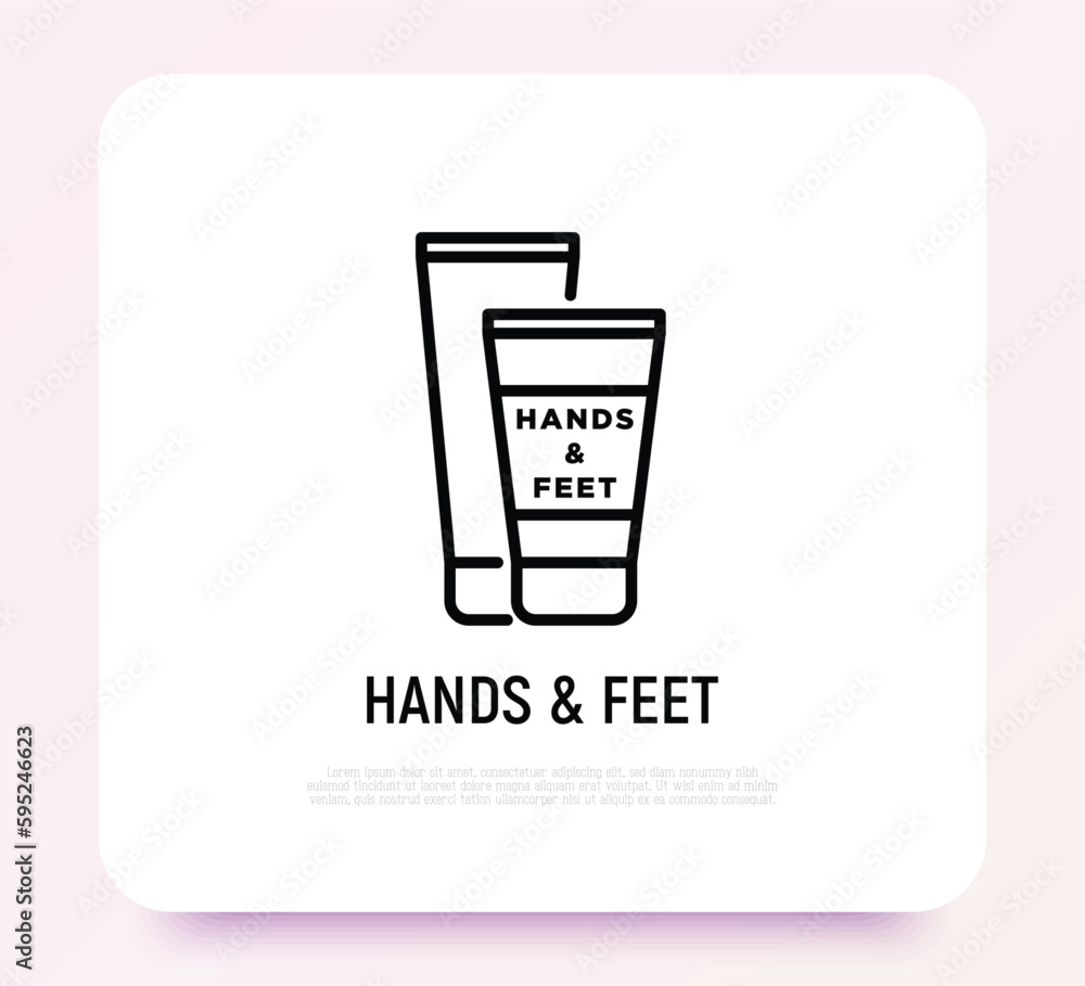 Hand cream thin line icon. Plastic tube. Skin care. Modern vector illustration for beauty shop. Hand cream thin line icon. Plastic tube. Skin care. Modern vector illustration for beauty shop.