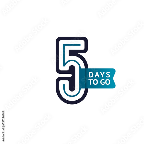 Number 5, countdown left day, the counter of days the start of the event, five days to go sale price offer promo deal timer.