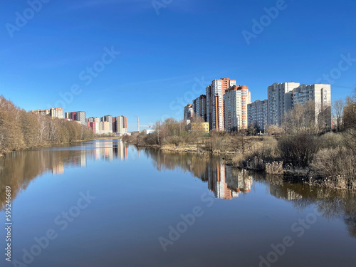 Moscow region  the city of Balashikha. Pekhorka River in spring in clear weather