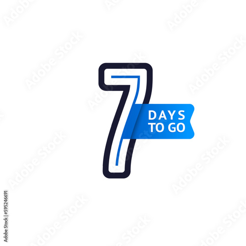 Number 7, countdown left day, the counter of days the start of the event, seven days to go sale price offer promo deal timer.