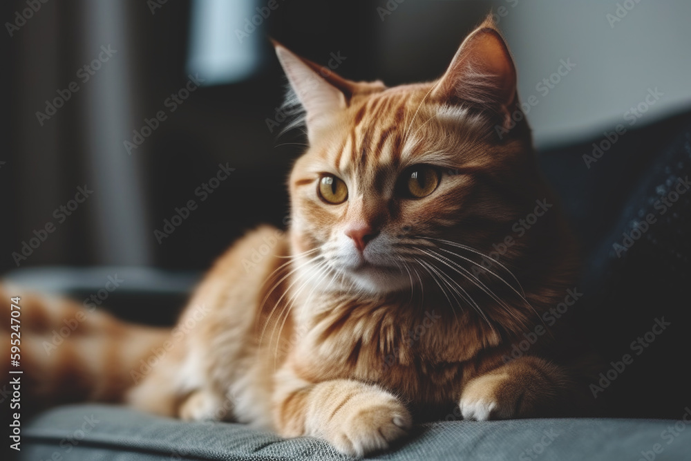 Cute orange cat AI generative art