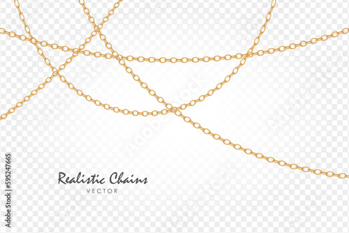Gold chain isolated on transparent background. Chain backround. Luxury brilliant jewelry pendant or coulomb. Luxury stripe vector design
