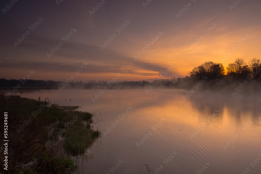 Sunrise over the ponds in Lesser Poland