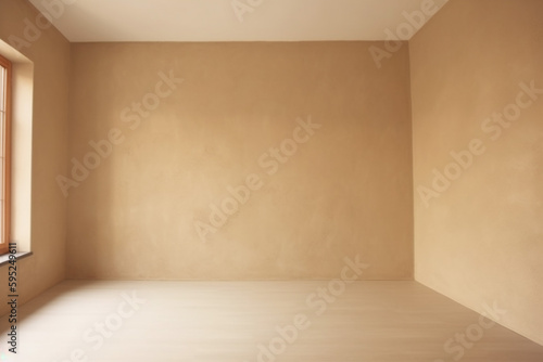 beige window design texture room blank wall plaster minimal light. Generative AI.