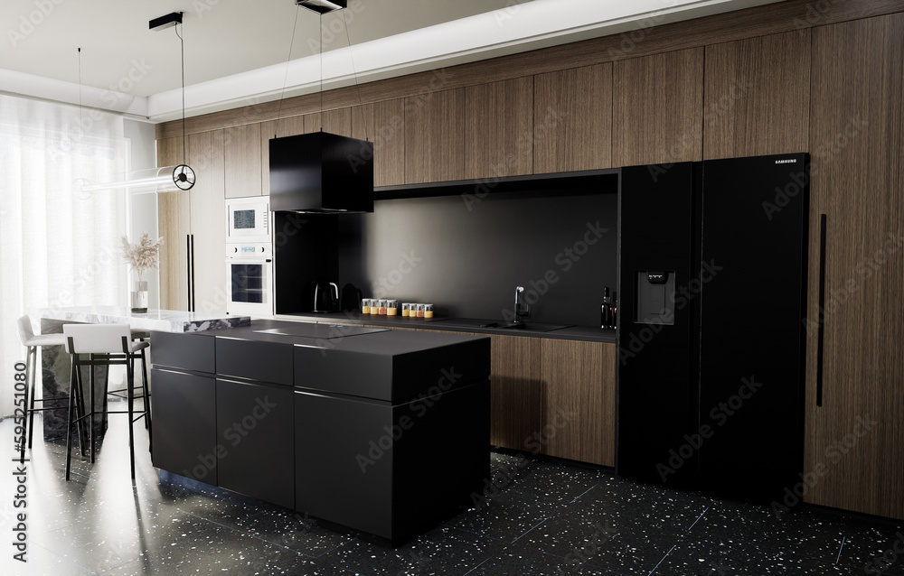 Black modern kitchen with island Black modern kitchen with island