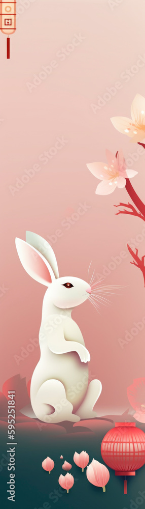 Fototapeta premium Chinese new year 2023 concept, the year of the water rabbit. Generative AI illustrations