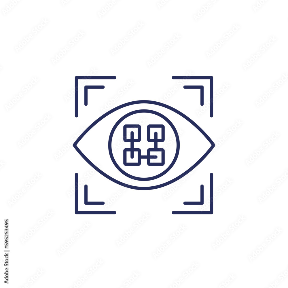 pattern recognition line icon with an eye pattern recognition line icon with an eye