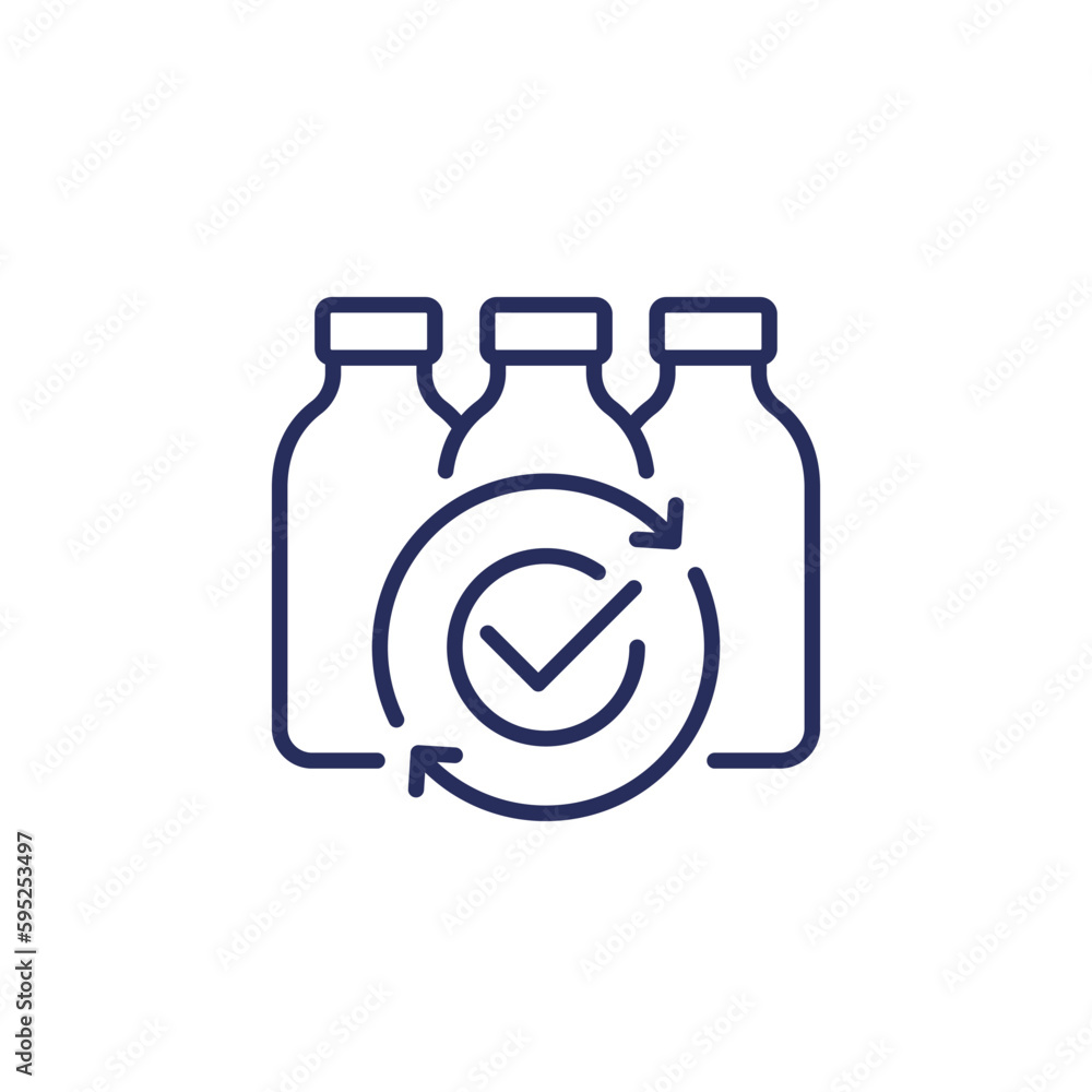 Obraz premium plastic bottles recycling line icon on white