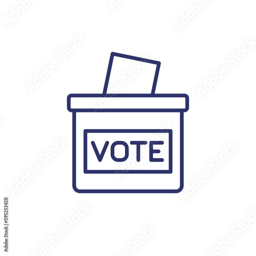 voting ballot box line icon