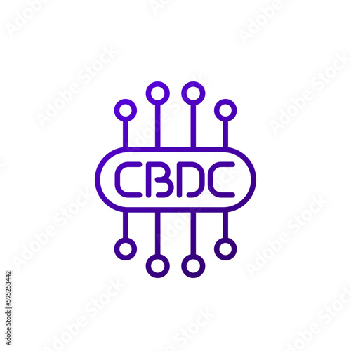 CBDC, digital currency line icon on white