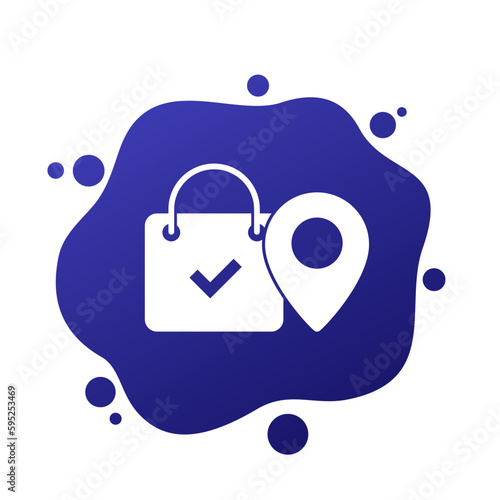 grocery delivery vector icon with a shopping bag