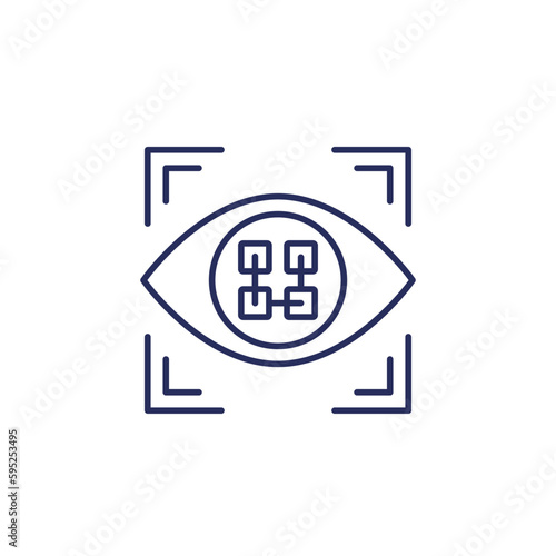 pattern recognition line icon with an eye