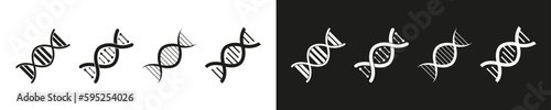 Dna icons set. Dna helix, chromosome, molecule symbol. Flat design. Vector illustration. 