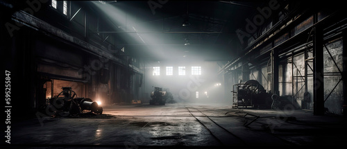 Old industrial backdrop with small light sources, rusticcore.