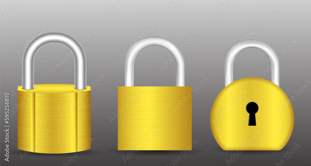 set of realistic golden and silver padlock metal isolated. eps vector set of realistic golden and silver padlock metal isolated. eps vector