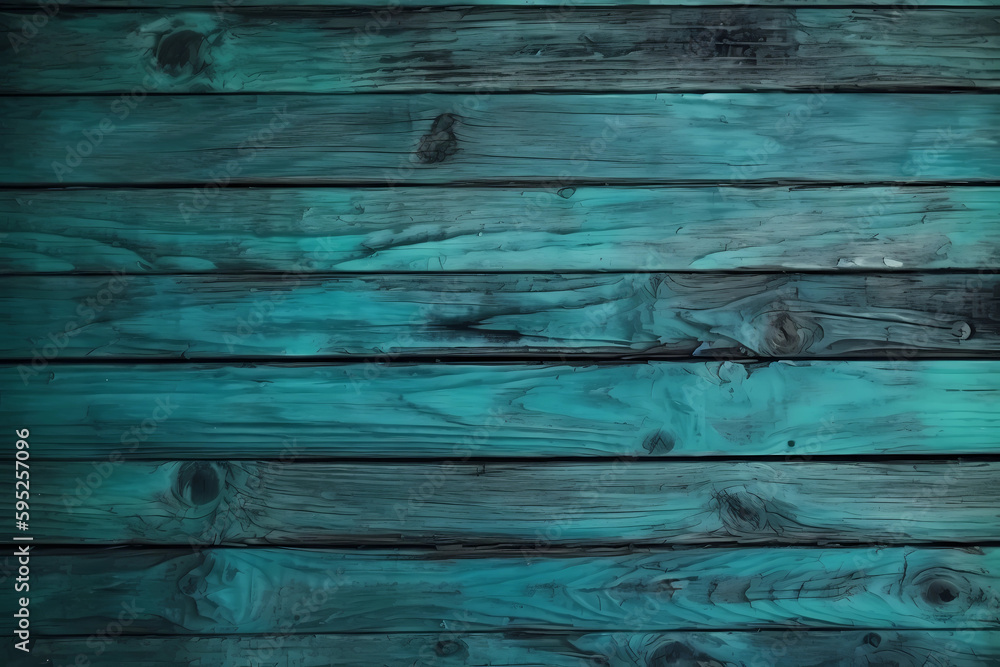 Turquoise wooden planks background. generative ai. Wooden texture. Turquoise wood texture. Wood plank background