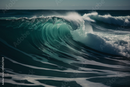 a large wave crashing into the ocean. Generative Ai © PETR BABKIN