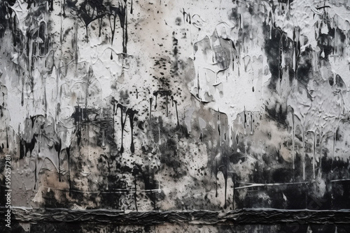 a dirty wall with black paint and stains. Generative Ai
