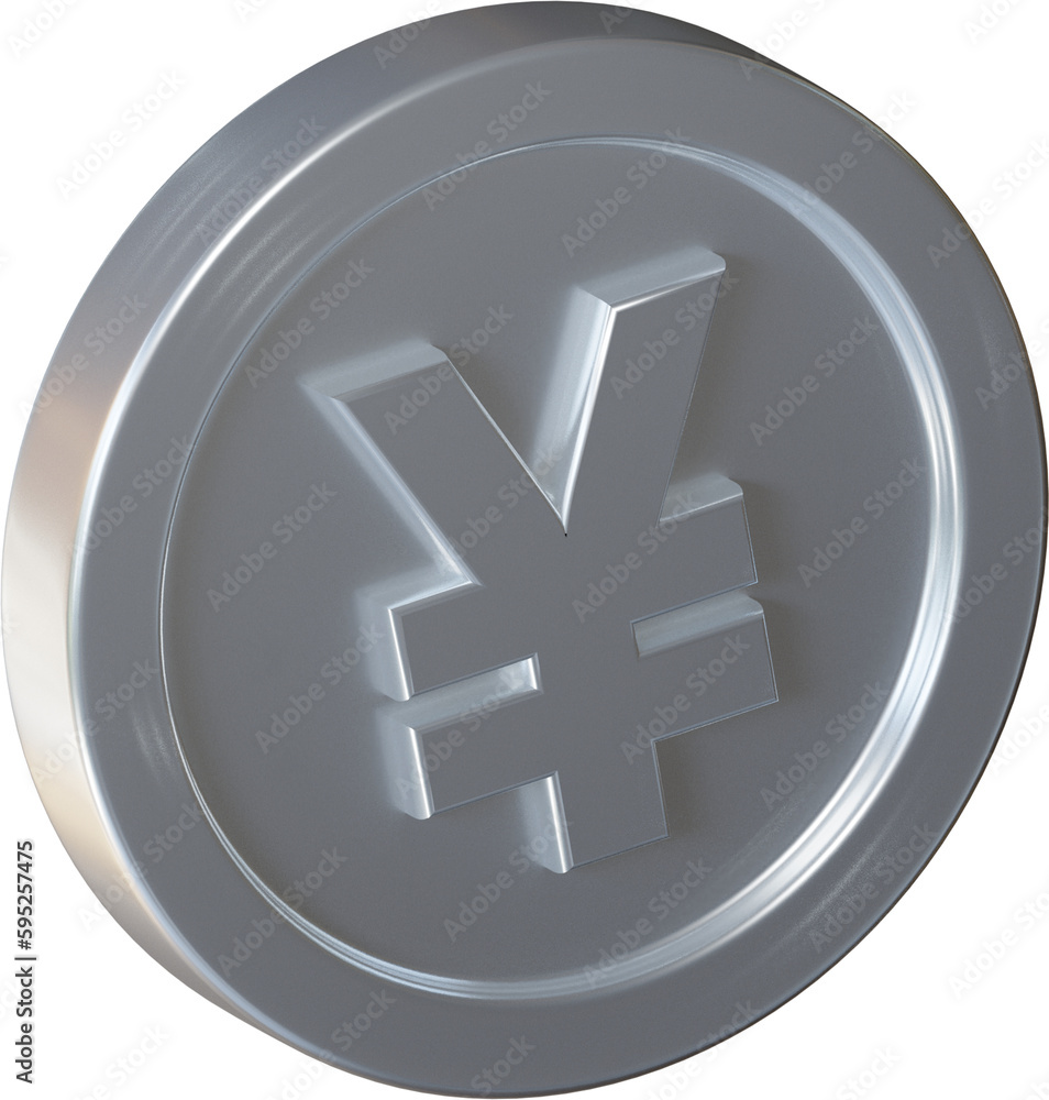 Obraz premium Silver yuan coin 3d render illustration