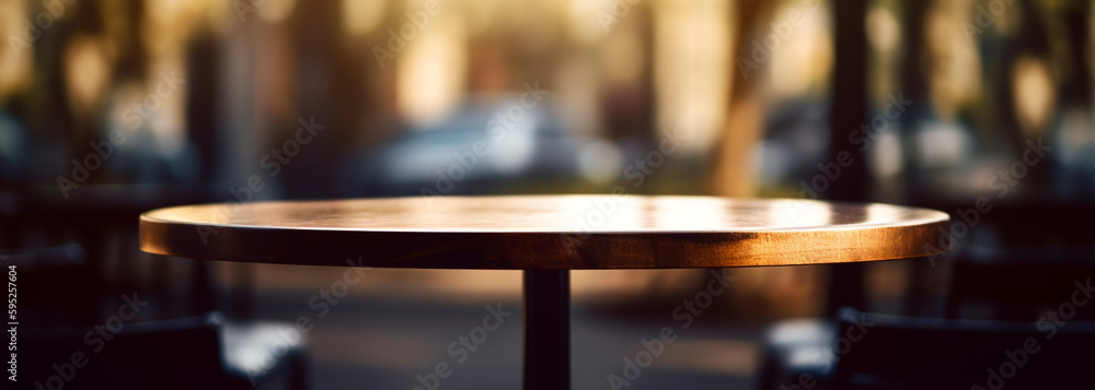 Obraz premium blurred image of a table with chairs in a restaurant. Generative Ai