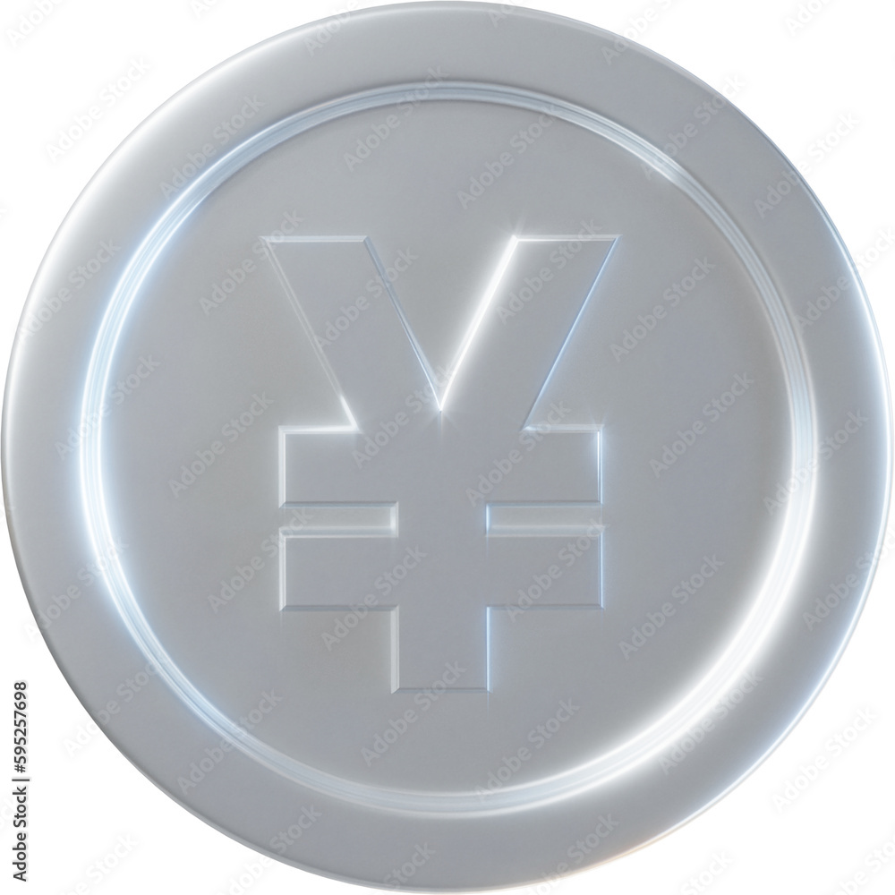 Obraz premium Silver yuan coin 3d render illustration