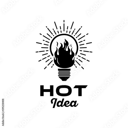 Bulb and Flame Logo designs, Hot Idea logo template