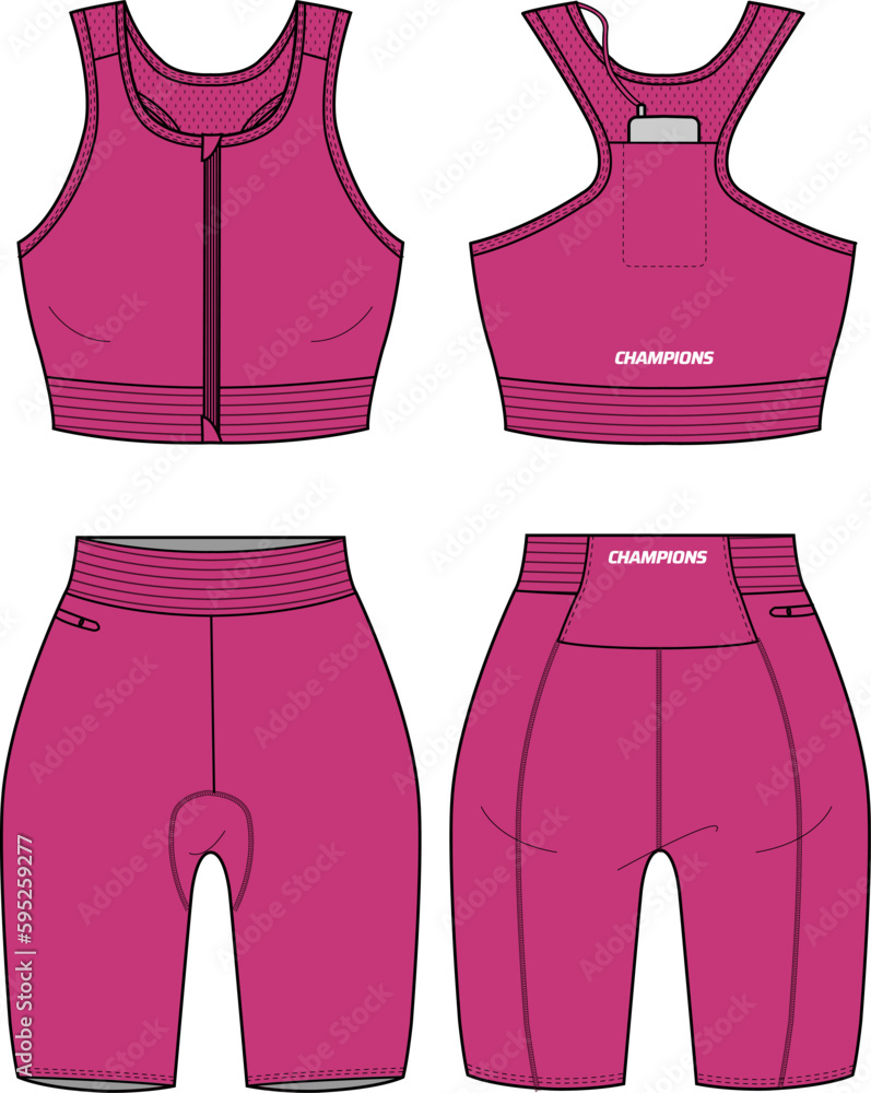 Vecteur Stock Women Running set with Sports bra top and tights