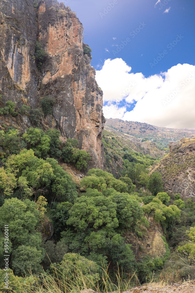 A Rocky Mountain and Green Nature View from Los Cahorros, Spain