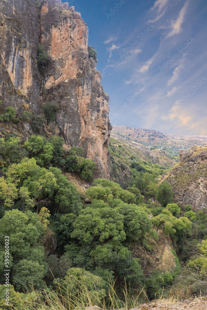 A Rocky Mountain and Green Nature View from Los Cahorros, Spain