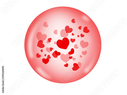 Heart with blood. floating little red hearts It's in a clear glass ball. Transparent background images are used for graphic design objects. 