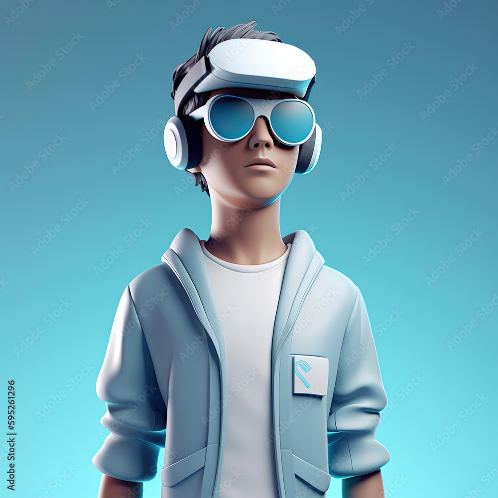 Metaverse technology concept, 3d avatar using virtual reality headset. Generative AI. Metaverse technology concept, 3d avatar using virtual reality headset. Generative AI.