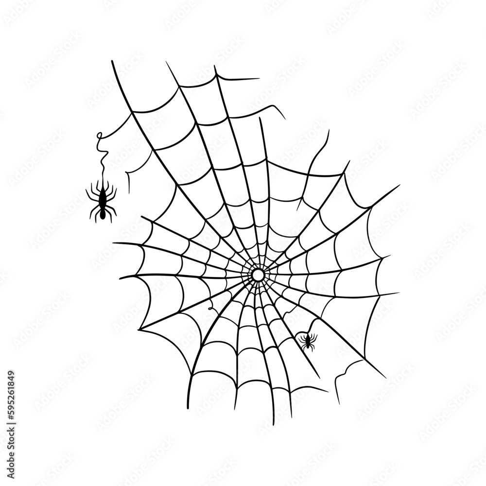 Obraz premium Spider web cobweb vector icon doodle.