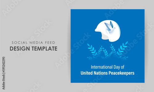 Vector illustration of United Nations Peacekeepers Day social media story feed mockup template